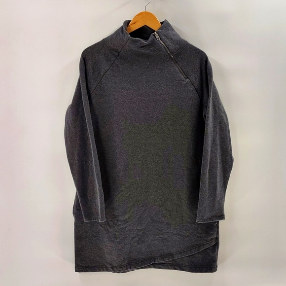 Earth Yoga Women’s XL Charcoal Organic Cotton Funnel Neck Pullover Pockets - Picture 1 of 7